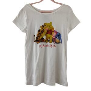 DISNEY White Winnie the Pooh Short Sleeve Graphic T-shirt Medium